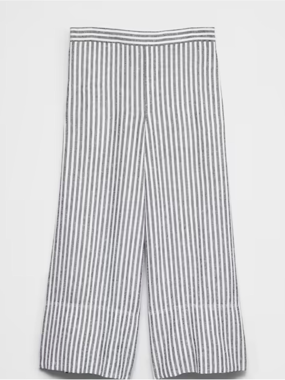 Banana Republic Navy and White Vertical Stripe crop linen trouser